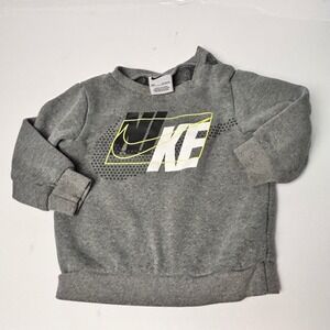 Nike Toddler Boys Gray Fleece Graphic Logo Pullover Sweatshirt 18M Heather Gray